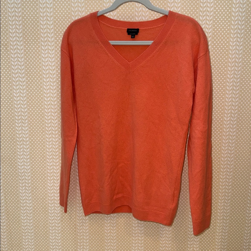 NWOT Cashmere Coral V-Neck Sweater - Talbots